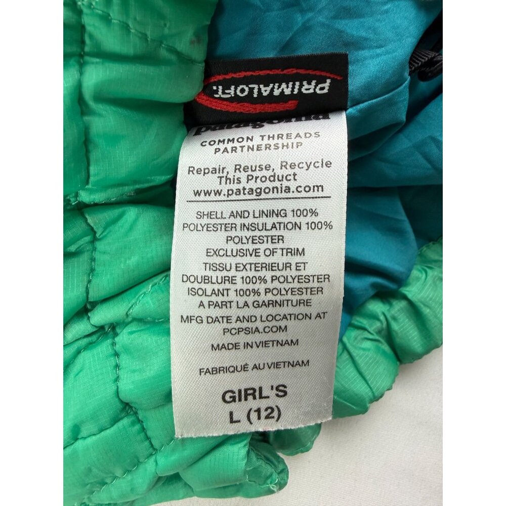Patagonia Nano Puff Jacket Girls Large 12 Green Primaloft Insulated Puffer - Picture 4 of 6